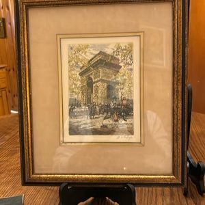 Pair of hand painted and signed etching